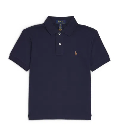 Ralph Lauren Kids' Jersey-texture Polo Shirt In Blue