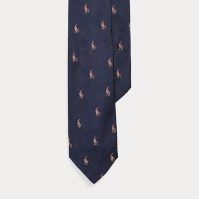 Polo Ralph Lauren Polo Pony Silk Repp Narrow Tie In Navy In Blue