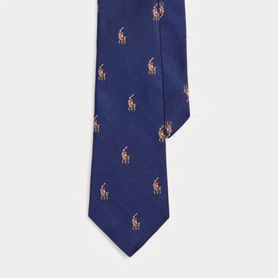 Ralph Lauren Kids' Polo Pony Silk Tie In Navy In Green