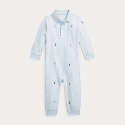 Ralph Lauren Kids' Polo Pony Soft Cotton Polo Coverall In Blue