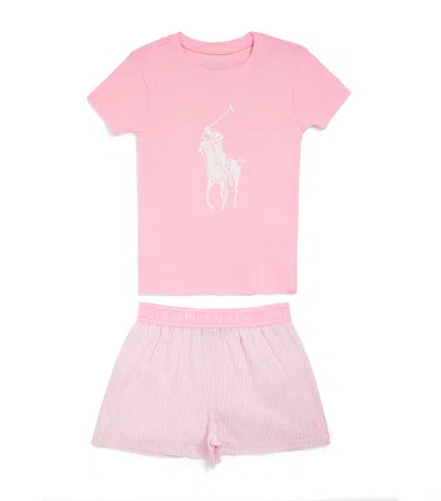Ralph Lauren Kids' Polo Pony T-shirt And Shorts Pyjama Set In Pink