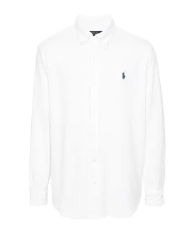 Polo Ralph Lauren Long-sleeved Button-down Shirt With Tailored Fit In White