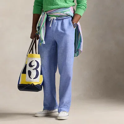 Ralph Lauren Polo Prepster Chambray Easy Pant In Blue/white