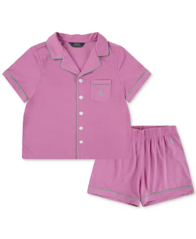 Ralph Lauren Kids' Polo  Big Girls Jersey Sleep Set In Laguna Pink