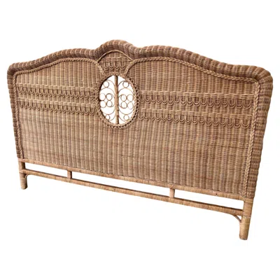 Pre-owned Ralph Lauren Polo  Boho Coastal Style Wicker King Size Bed Headboard. Circa 1990s In Brown