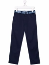 Polo Ralph Lauren Kids Boys Blue Cotton Trousers With Belt In Navy