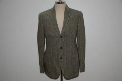Pre-owned Ralph Lauren Polo  Made In Italy Linen Silk & Wool Herringbone Blazer Jacket In Multicolor