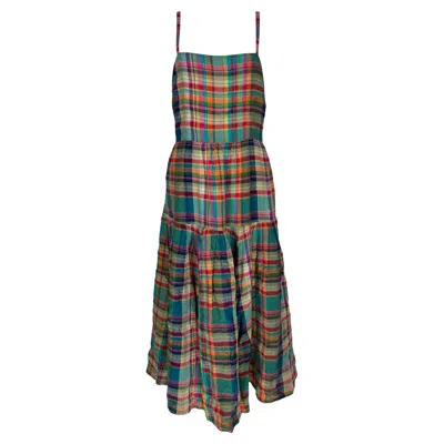 Ralph Lauren Polo  Plaid Maxi Dress In Multicolor Linen