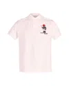 Ralph Lauren Polo  Teddy Bear Embroidered Polo Shirt In White Cotton In White