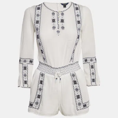Ralph Lauren Polo  White Embroidered Cotton Playsuit