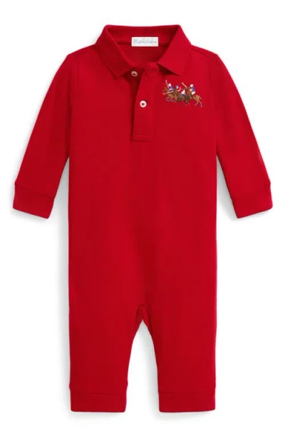 Ralph Lauren Babies'  Polo Romper In Red