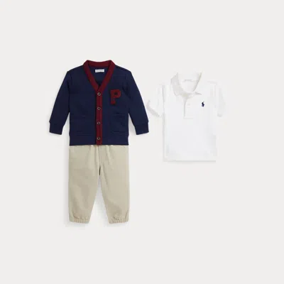 RALPH LAUREN RALPH LAUREN POLO SHIRT, CARDIGAN & CHINO PANT SET