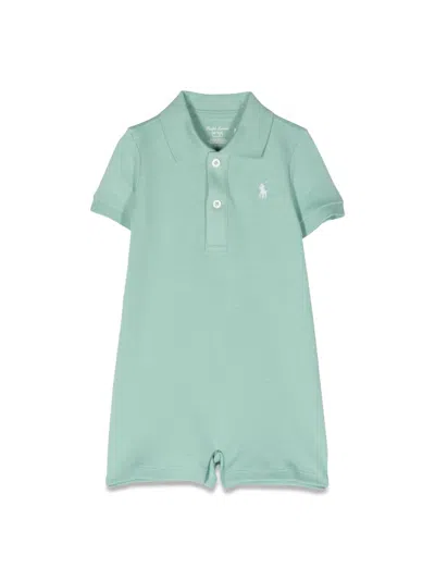 Ralph Lauren Babies' Polo Pony 刺绣平纹针织连体短裤 In Green