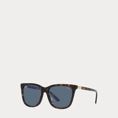 Polo Ralph Lauren Polo Square Sunglasses In Shiny Dark Havana In Blue