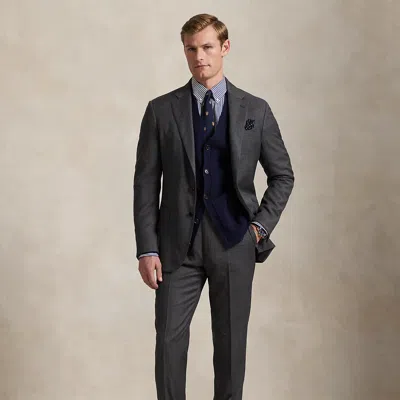 Polo Ralph Lauren Polo Tailored Fit Wool Sharkskin Suit In Medium Grey Multi In Black