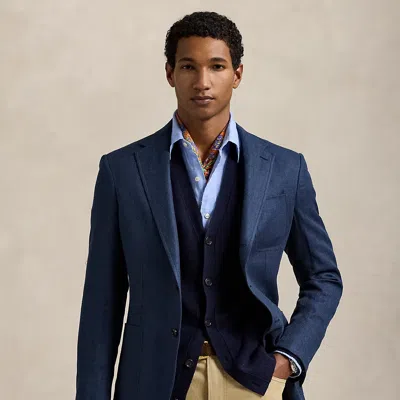 Ralph Lauren Polo Tailored Herringbone Sport Coat In Bright Navy/navy