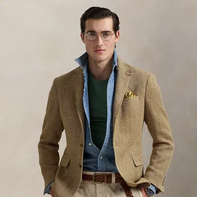 Ralph Lauren Polo Tailored Herringbone Sport Coat In Tan/brown