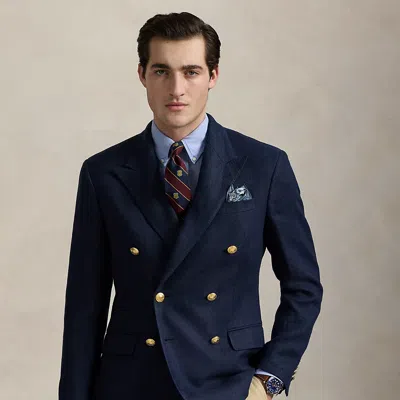 Ralph Lauren Polo Tailored Linen Dobby Jacket In Navy