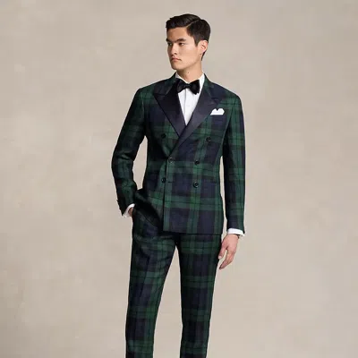 Ralph Lauren Polo Tailored Plaid Linen Tuxedo In Green