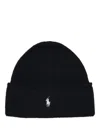 Ralph Lauren Pony Beanie-hat-cold Weather In Black