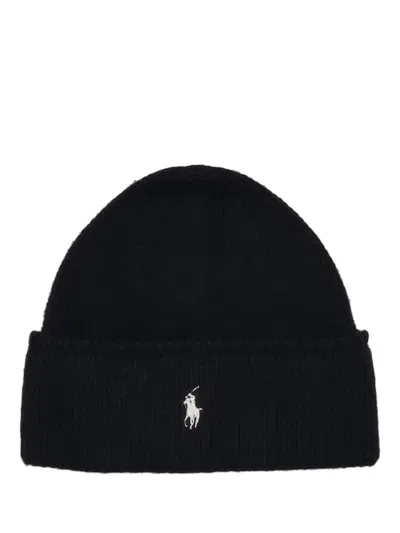Ralph Lauren Pony Beanie-hat-cold Weather In Black