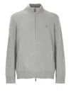 Ralph Lauren Pony Cardigan In Gray