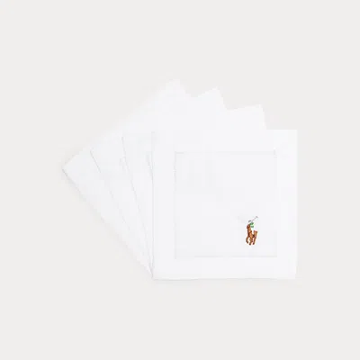 Ralph Lauren Pony Cocktail Napkin Set In White