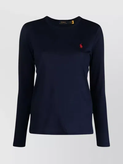 Ralph Lauren Pony Crew Neck Long-sleeved T-shirt In Blue