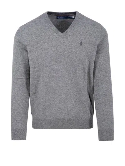 Polo Ralph Lauren Pony Embroidered Knit Jumper In Grey