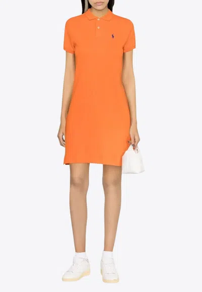 Ralph Lauren Pony Mini Polo T-shirt Dress In Orange