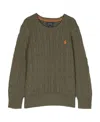 Polo Ralph Lauren Pony-motif Cable-knit Jumper In Green