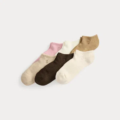 Polo Ralph Lauren Pony Quarter Sock 6-pack In Pink/oatmeal Multi