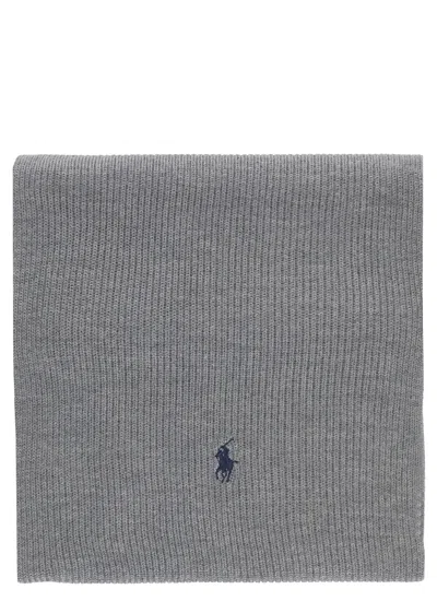 Ralph Lauren Pony Scarf In Gray