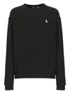 Polo Ralph Lauren Black Cotton Sweatshirt With Iconic Pony Logo In Polo Black