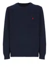 Ralph Lauren Long Sleeve Crew Neck Sweater With Ribbed Cuffs In Blue