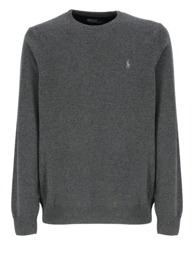 Ralph Lauren Crew-neck Wool Sweater In Grey