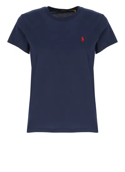 Ralph Lauren Crew Neck Cotton T-shirt In Blue
