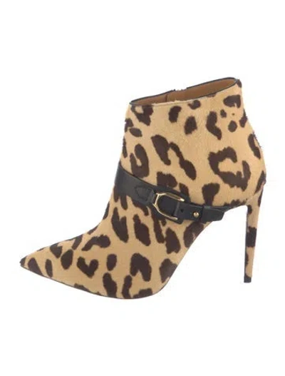 Pre-owned Ralph Lauren Ponyhair Animal Print Boots In Brown