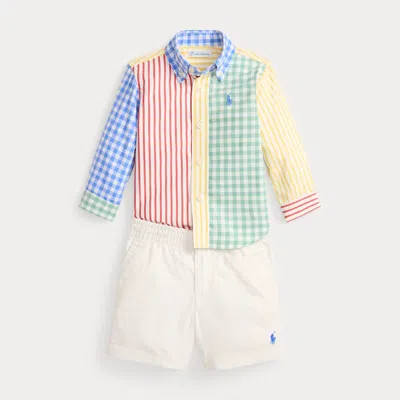 Ralph Lauren Babies'  Poplin Fun Shirt & Flex Abrasion Short In Multi