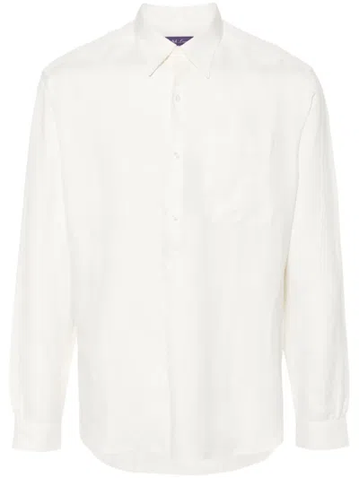 Ralph Lauren Poplin Silk-blend Shirt In Weiss