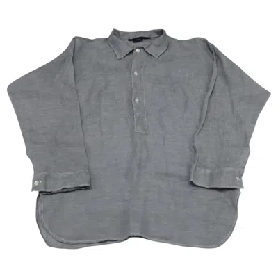 Pre-owned Ralph Lauren Popover Blouse In Grey Linen In Gray