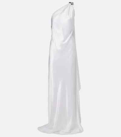 Ralph Lauren Posie One-shoulder Satin Gown In White