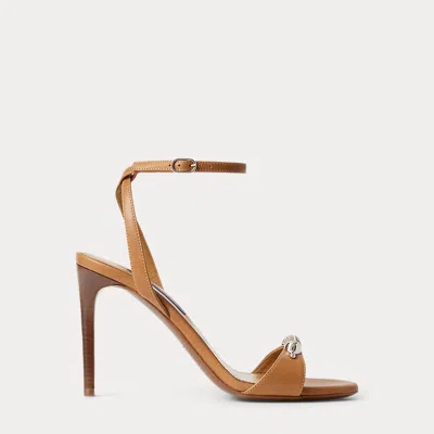 Ralph Lauren Presling 95 Mm Calfskin Sandal In Gold