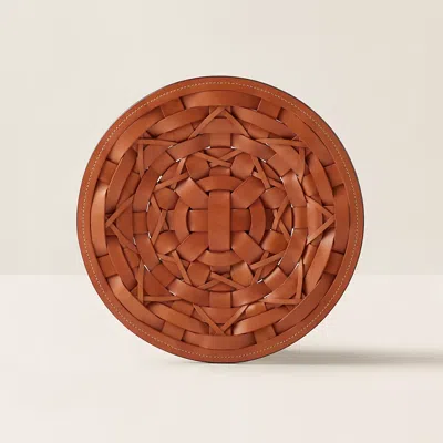 Ralph Lauren Preston Woven Leather Charger In Brown