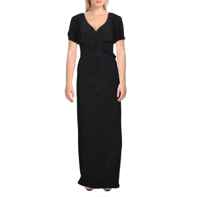 Ralph Lauren Priah Womens Ruffled Cold Shoulder Maxi Dress In Black