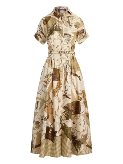 Ralph Lauren Print Belted Shirt Dress In Multi