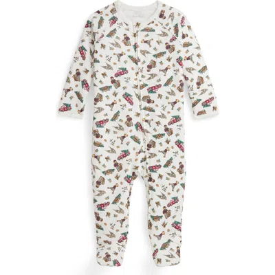 Ralph Lauren Babies'  Print Cotton Zip Footie In Multi