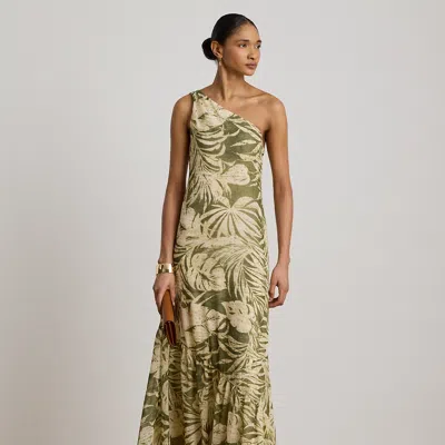 Ralph Lauren Print Georgette One-shoulder Gown In Animal Print