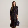 Ralph Lauren Women's Printed Tie-neck Shirt Dress In Multi