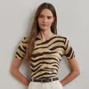 Ralph Lauren Print Linen-cotton Short-sleeve Sweater In Animal Print